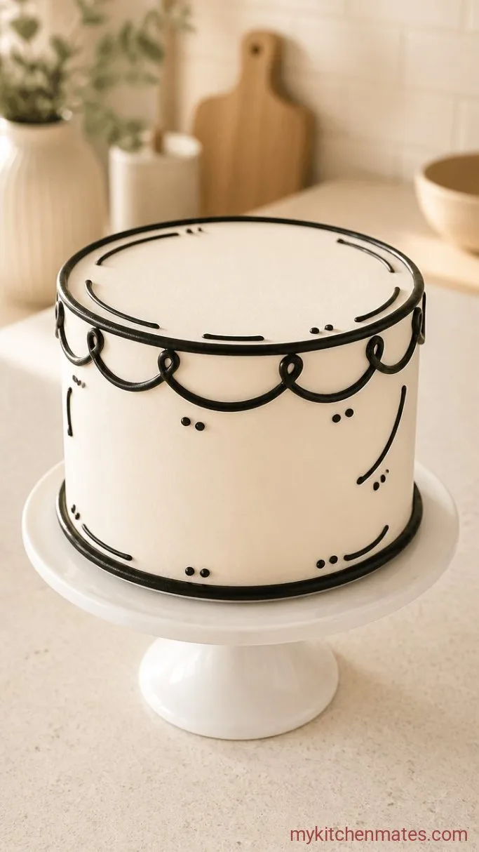Cartoon Birthday Cake (with Funfetti Inside!) Step 6: Pipe the Cartoon Lines