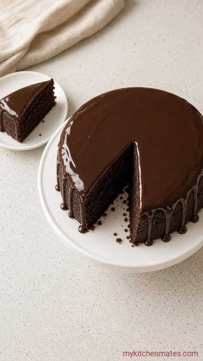 Ultra-Fudgy Chocolate Cake (One Bowl, No Mixer) Step 6: Pour the Ganache and Slice