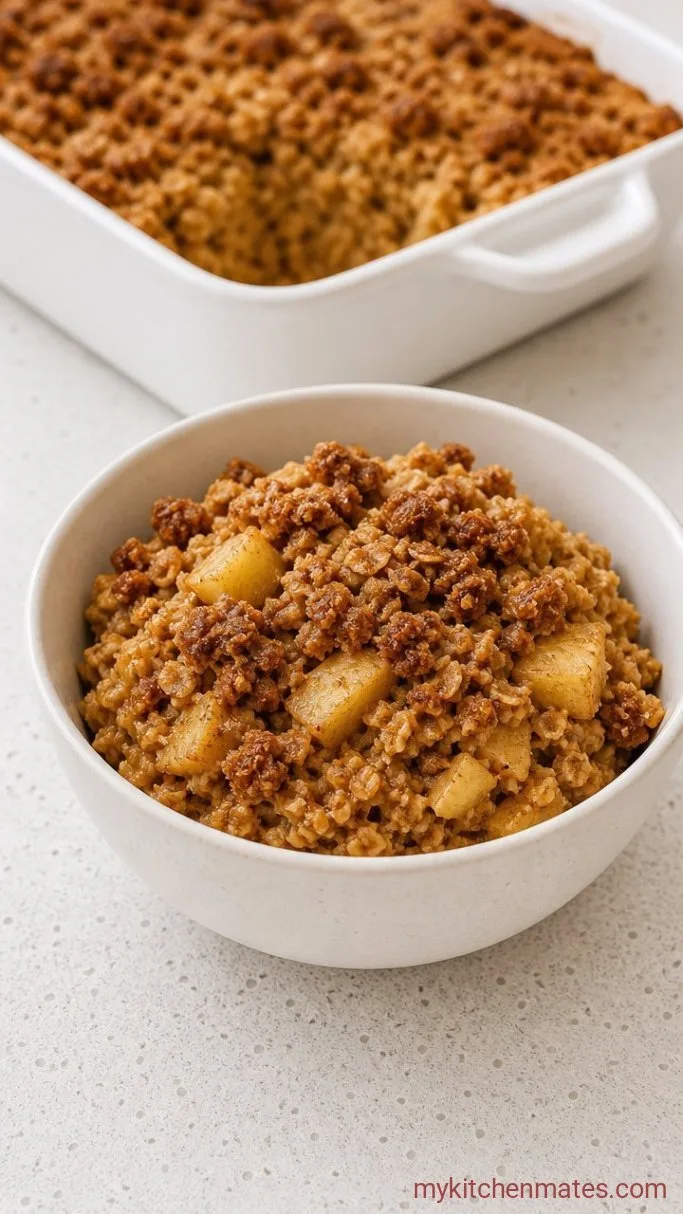 Apple Pie Baked Oatmeal with Cinnamon Streusel Step 6: Scoop and Serve Warm