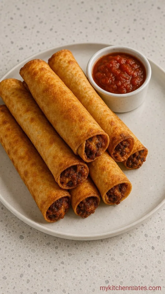 Crispy Baked Ground Beef Taquitos Step 6: Serve Them Hot with Salsa