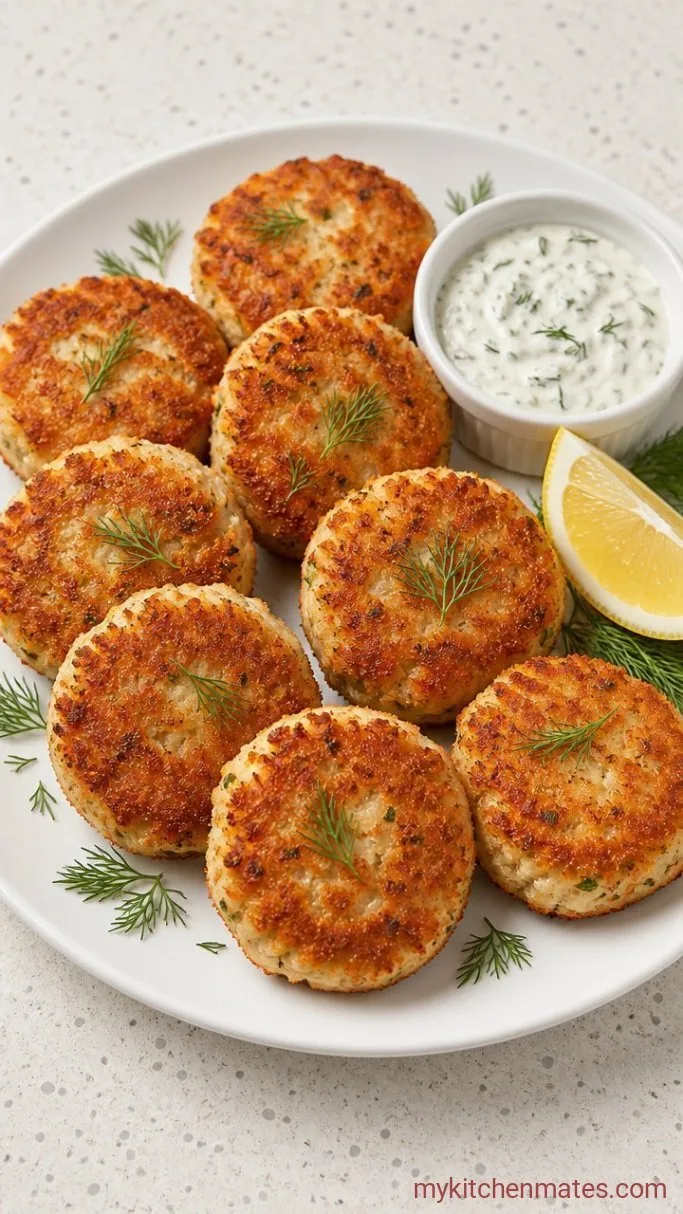 Crispy Cod Fish Cakes with Lemon Dill Sauce Step 6: Serve with Lemon Dill Sauce
