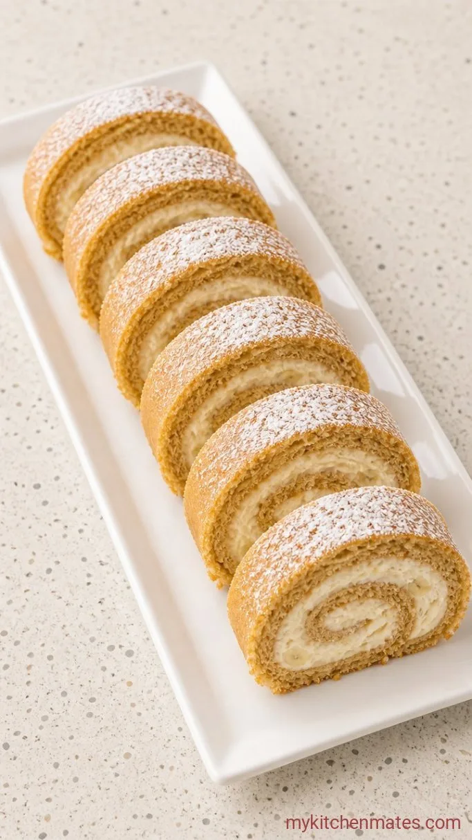 Fluffy Banana Roll Cake That Never Cracks Step 6: Slice and Reveal the Swirl