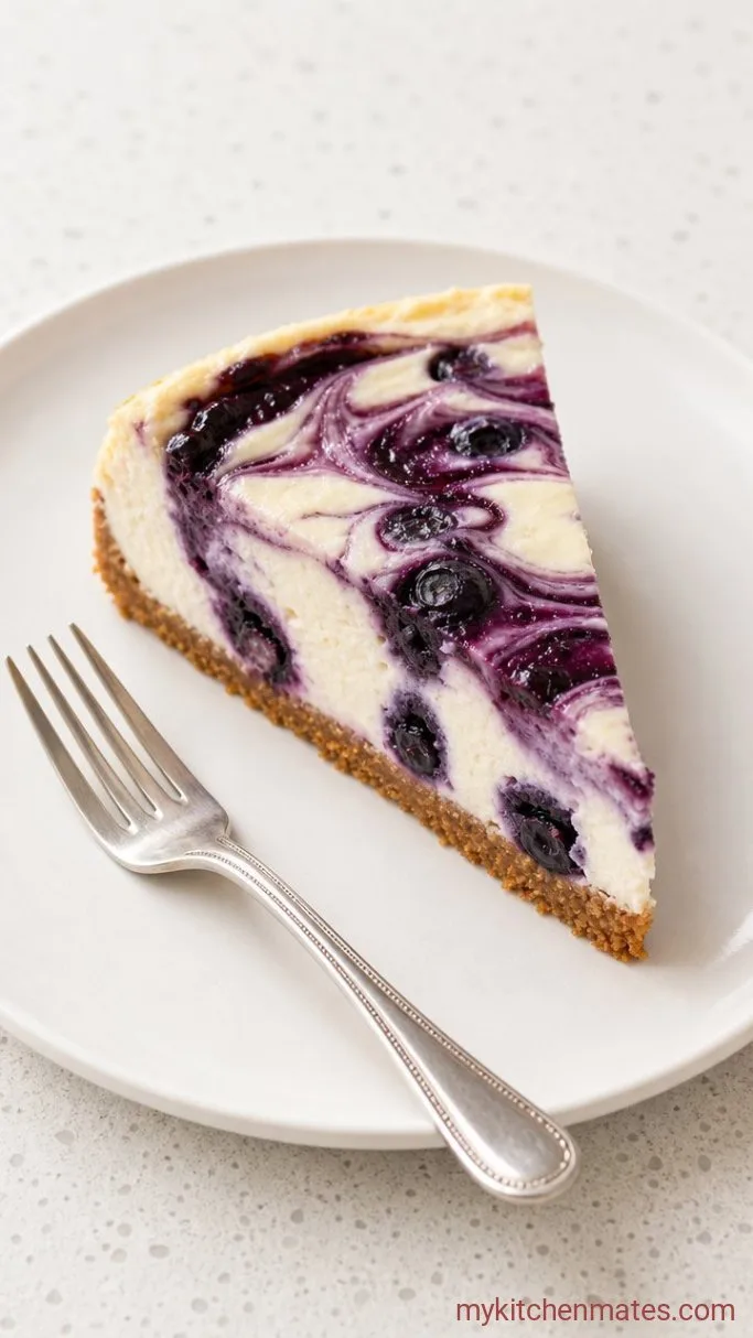 Creamy Blueberry Swirl Cheesecake Step 6: Slice and Serve the Cheesecake