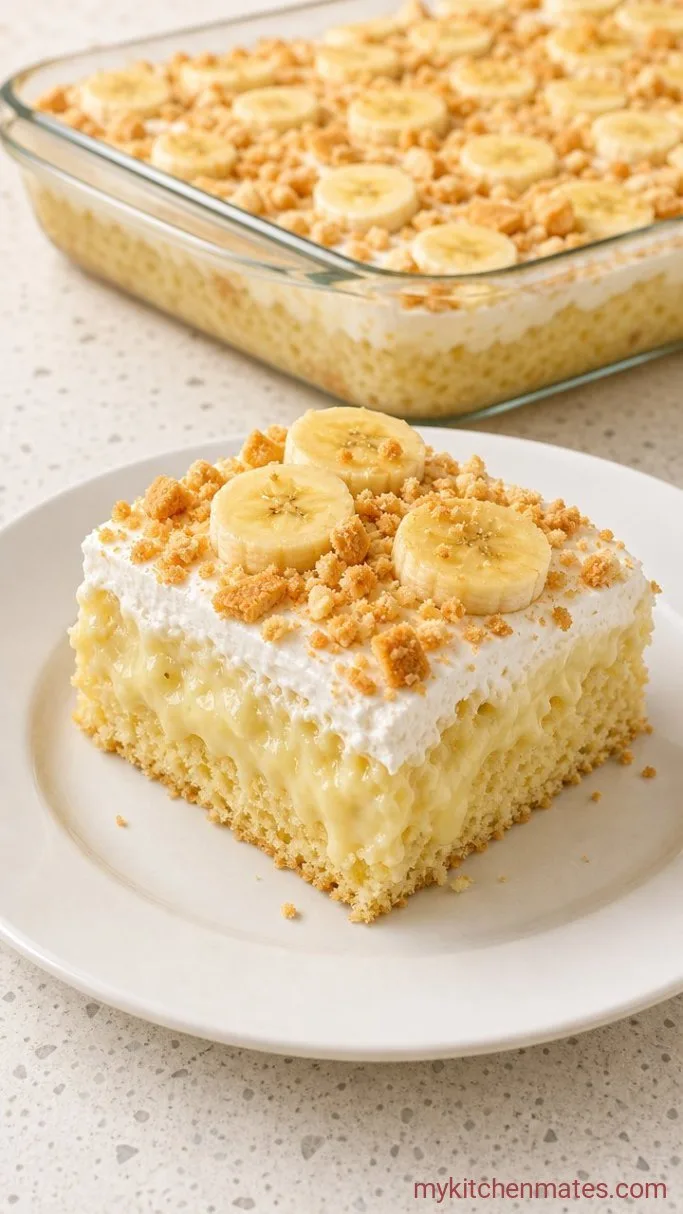 No-Mixer Banana Poke Cake (So Easy) Step 6: Slice and Serve