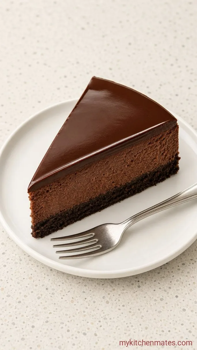 Baked Triple Chocolate Cheesecake Step 6: Slice and Serve