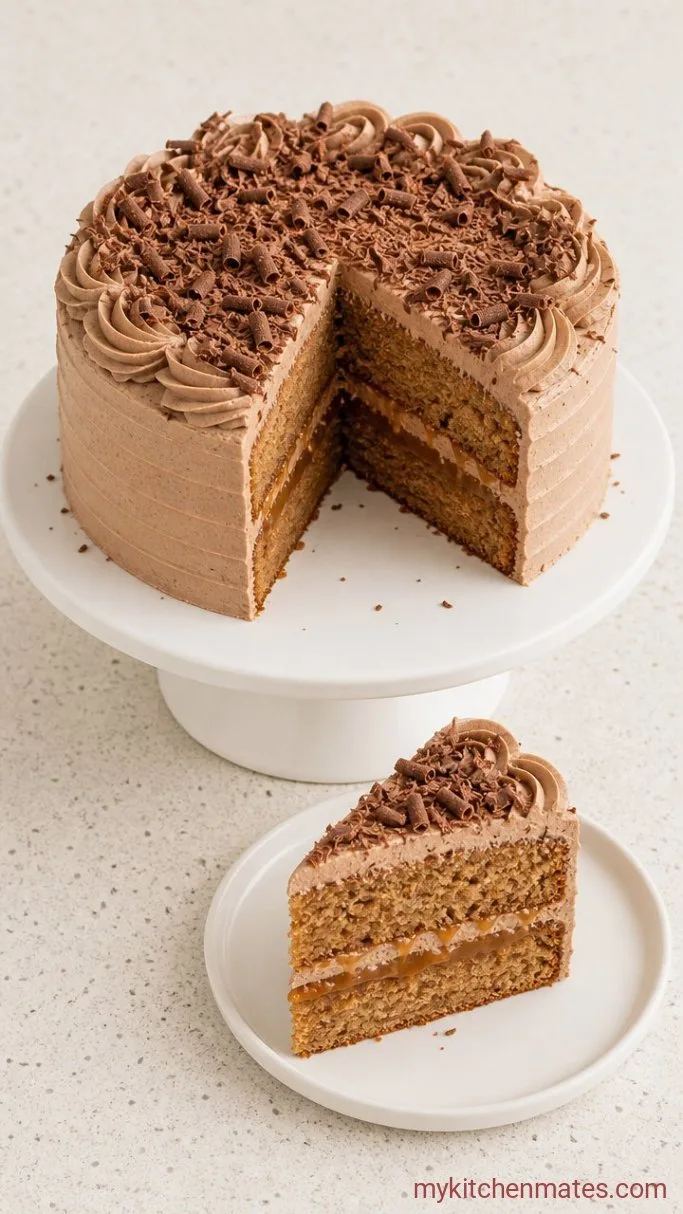 Layered Coffee Caramel Cake with Mocha Buttercream Step 6: Slice and Serve