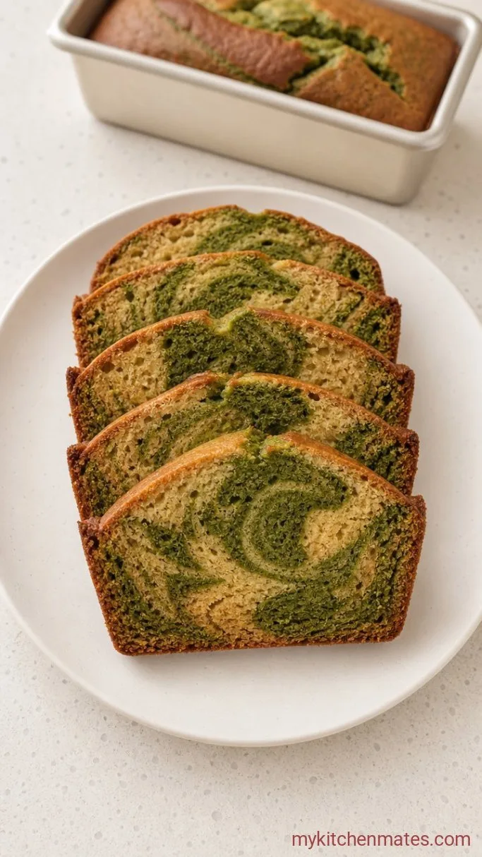 One-Bowl Matcha Swirl Banana Bread Step 6: Slice and Serve