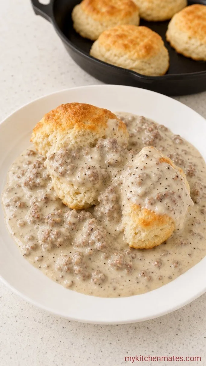 Fluffy Gluten-Free Biscuits with Creamy Sausage Gravy Step 6: Split and Smother the Biscuits