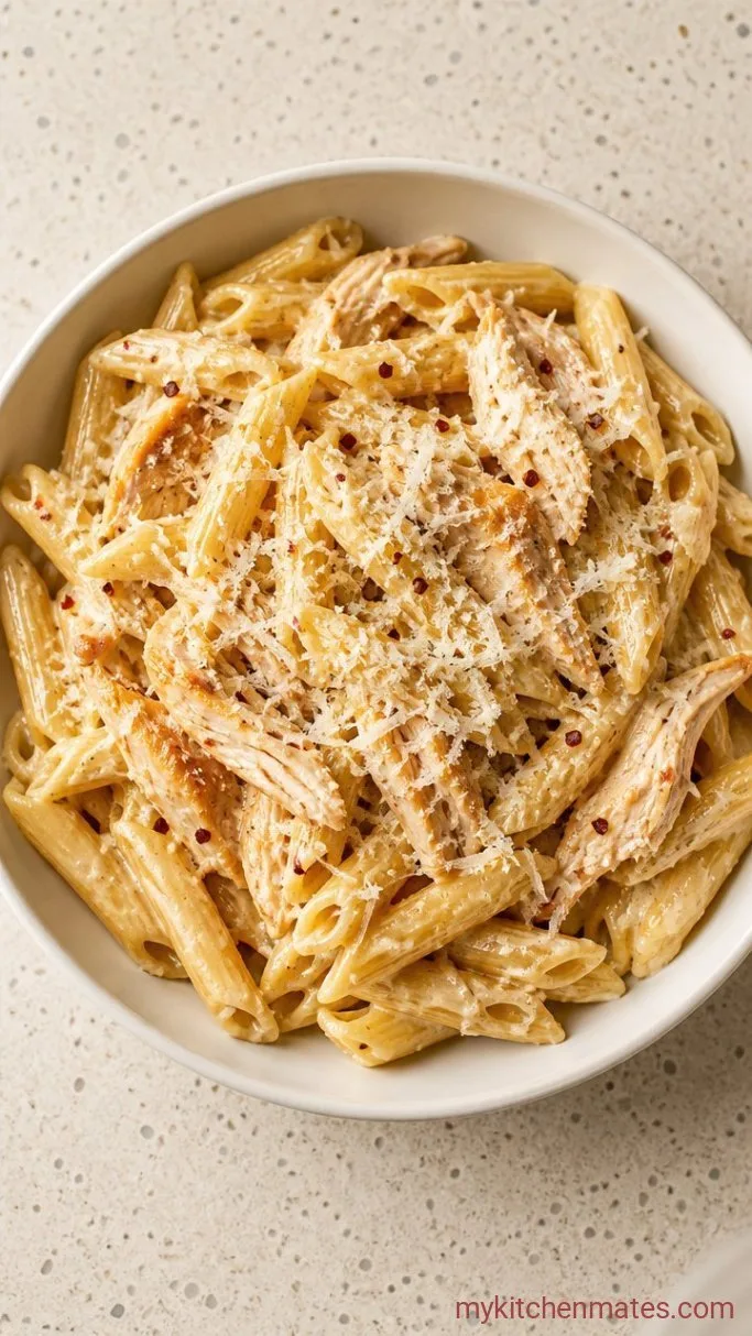 Creamy Crockpot Garlic Parmesan Chicken Pasta Step 6: Spoon Into Bowls and Serve