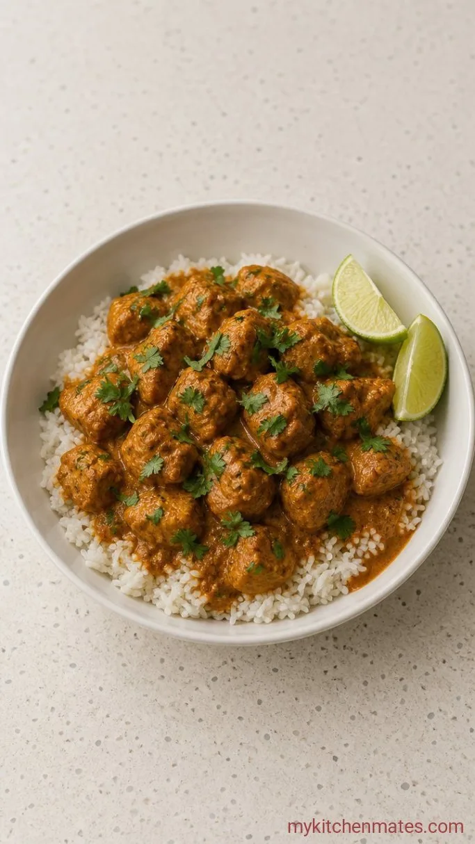 Creamy Coconut Chicken Curry with Rice Step 6: Spoon Over Rice and Garnish
