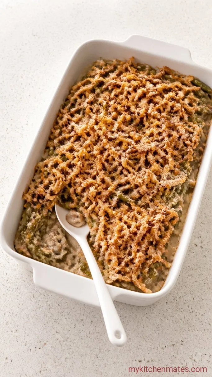 40-Minute Healthy Green Bean Casserole (No Canned Soup) Step 6: Top with Crispy Onions and Serve
