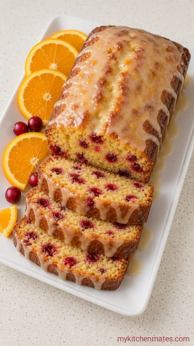 Moist Cranberry Orange Loaf Cake Step 7: Glaze and Slice