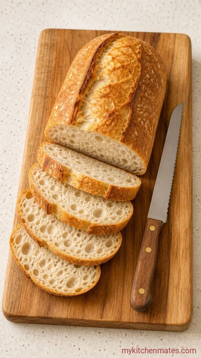 Crusty Overnight Sourdough French Bread Step 7: Slice and Serve the Bread