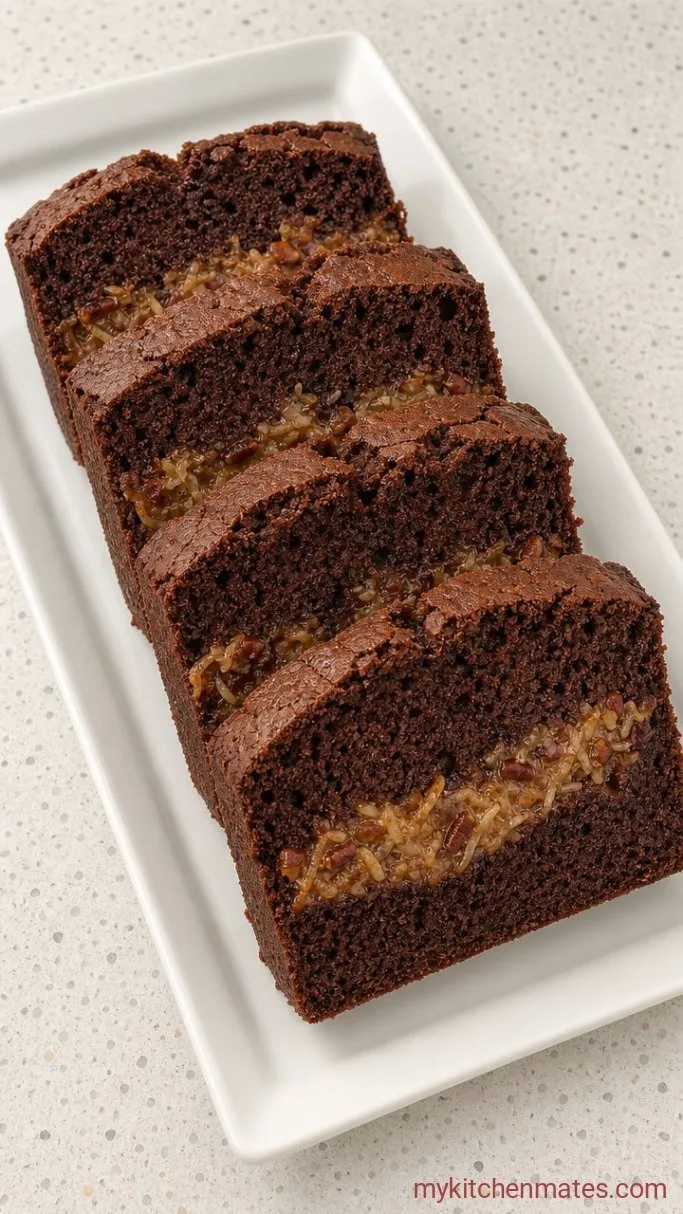 German Chocolate Pound Cake with Coconut Pecan Swirl Step 7: Slice and Serve