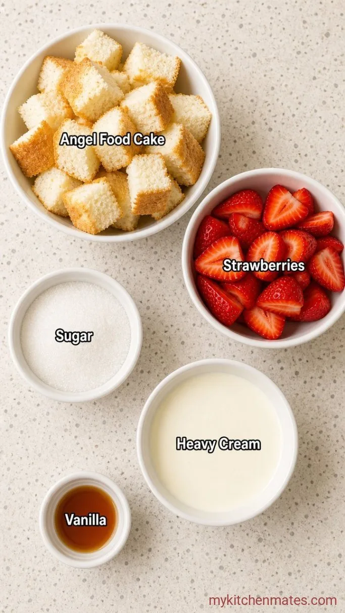 5-Ingredient Strawberry Angel Food Cake Dessert Ingredients
