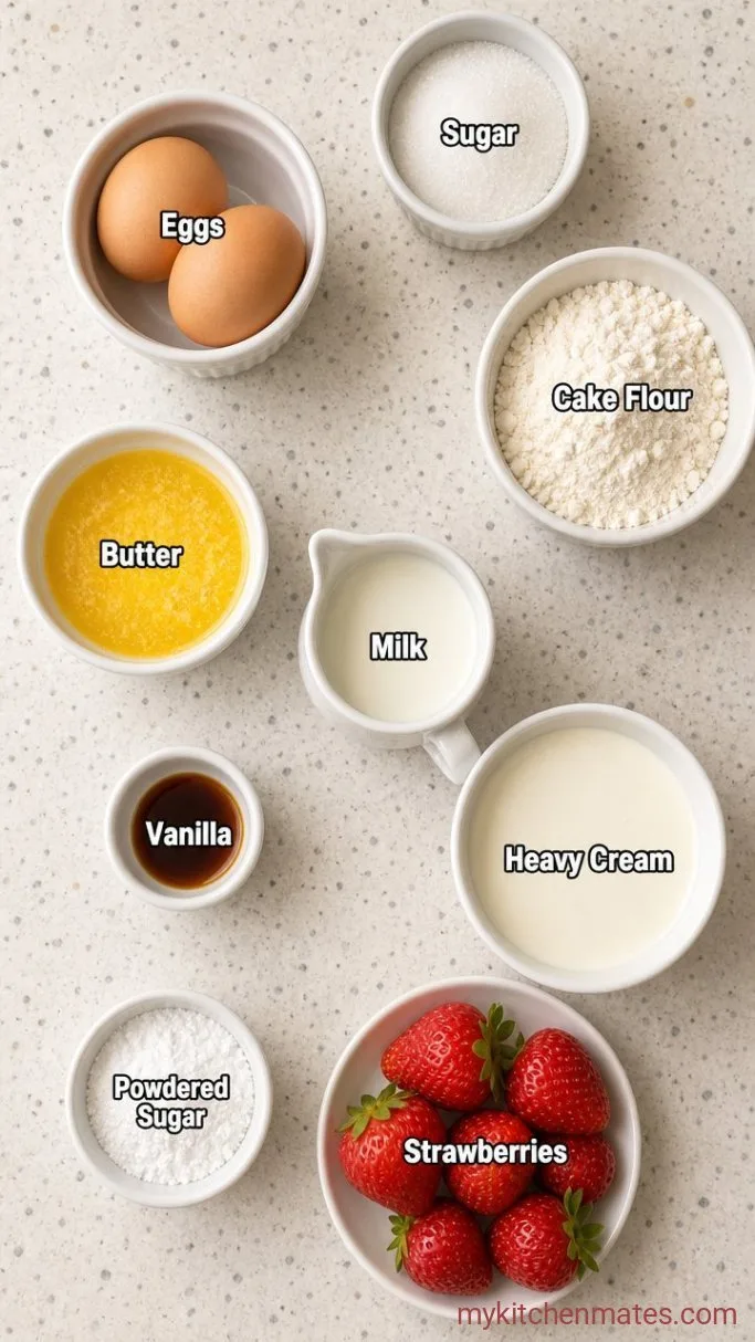 Fluffy Strawberry Bento Cake (Small Batch, 6-Inch Pan) Ingredients