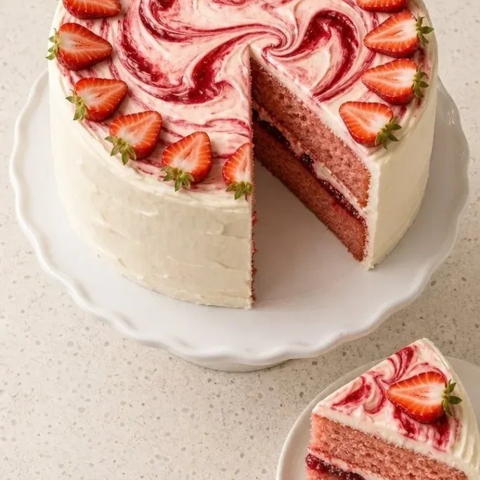 Strawberry Cake With Cream Cheese Icing
