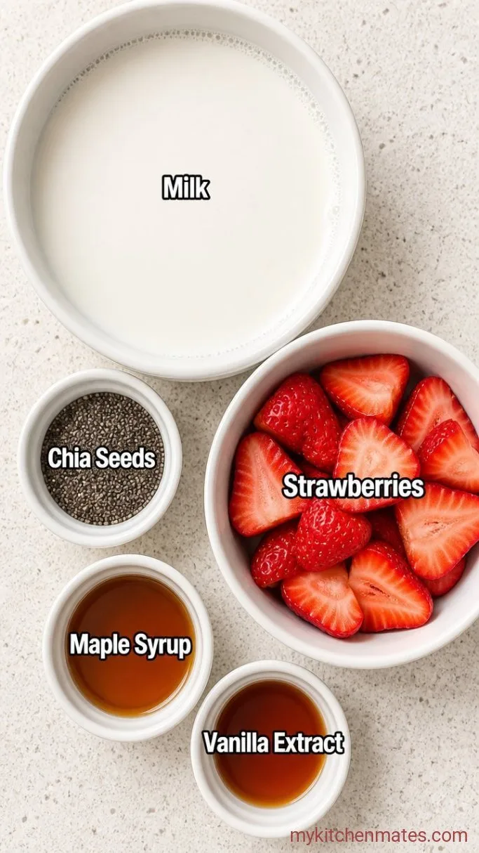 4-Ingredient Strawberry Chia Pudding Ingredients