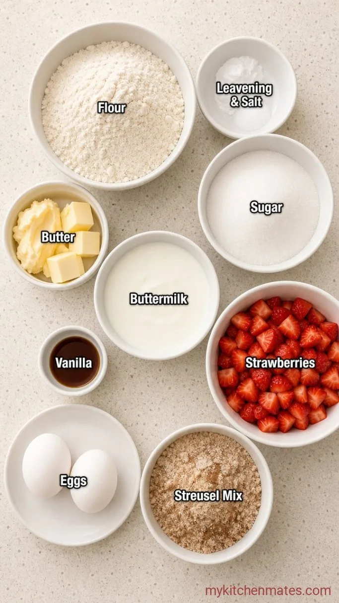 Tender Strawberry Coffee Cake with Brown Sugar Streusel Ingredients