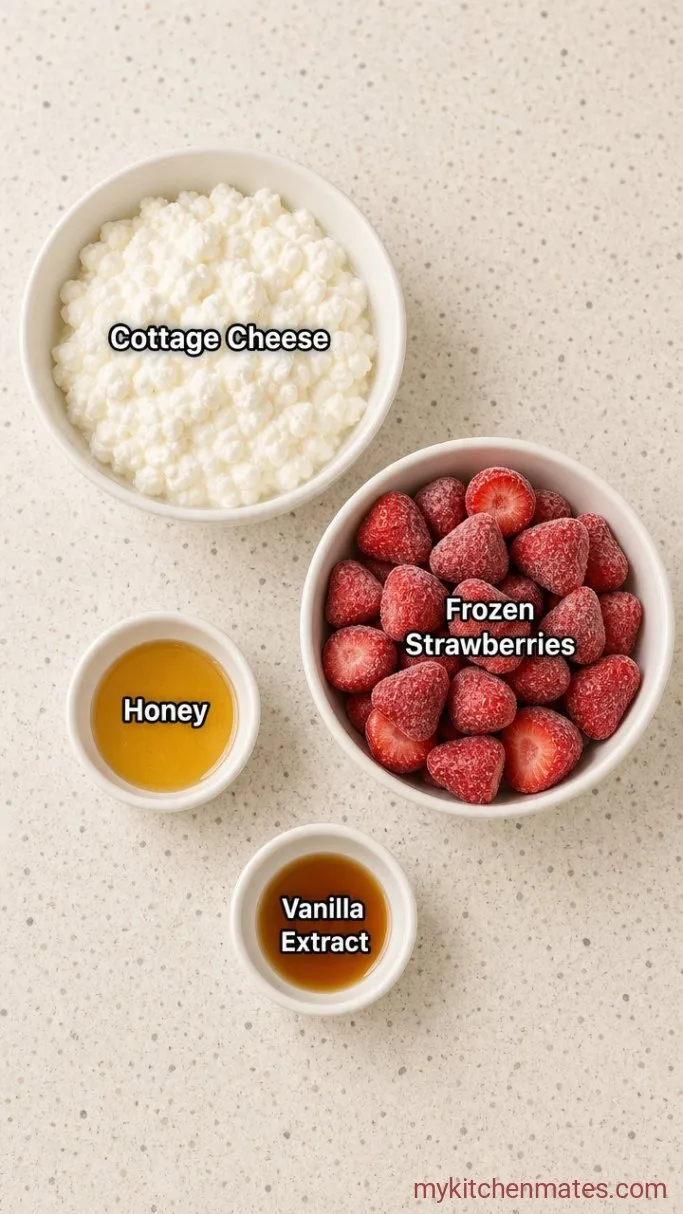 3-Ingredient Strawberry Cottage Cheese Ice Cream Ingredients