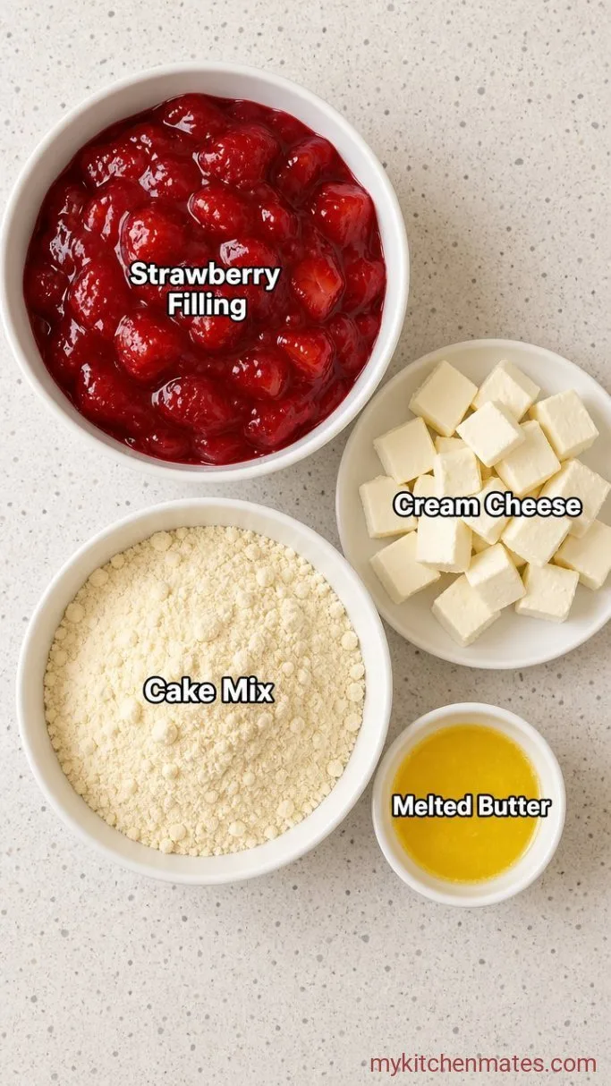 4-Ingredient Strawberry Cream Cheese Dump Cake Ingredients
