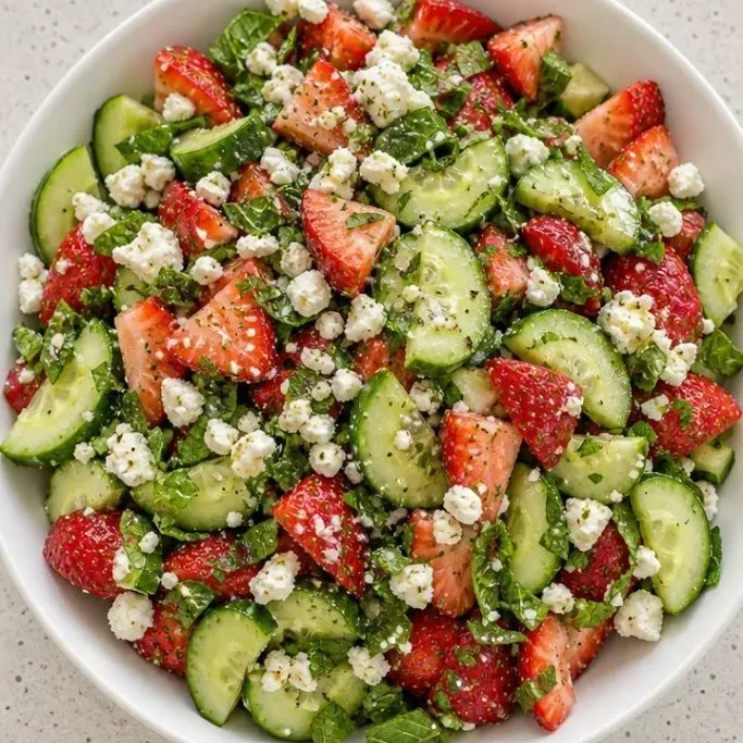 10-Minute Strawberry Cucumber Salad with Feta and Mint Strawberry Cucumber Salad