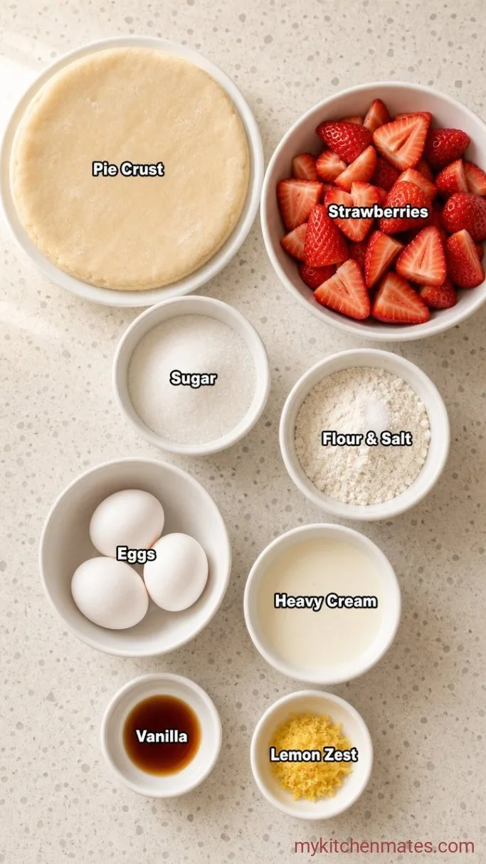 Strawberry Custard Pie with a Silky Custard Filling Ingredients