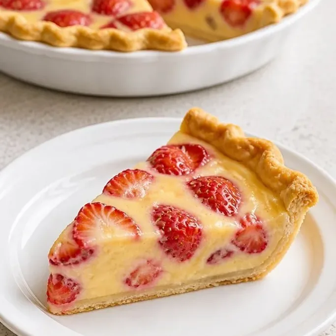 Strawberry Custard Pie with a Silky Custard Filling Strawberry Custard Pie