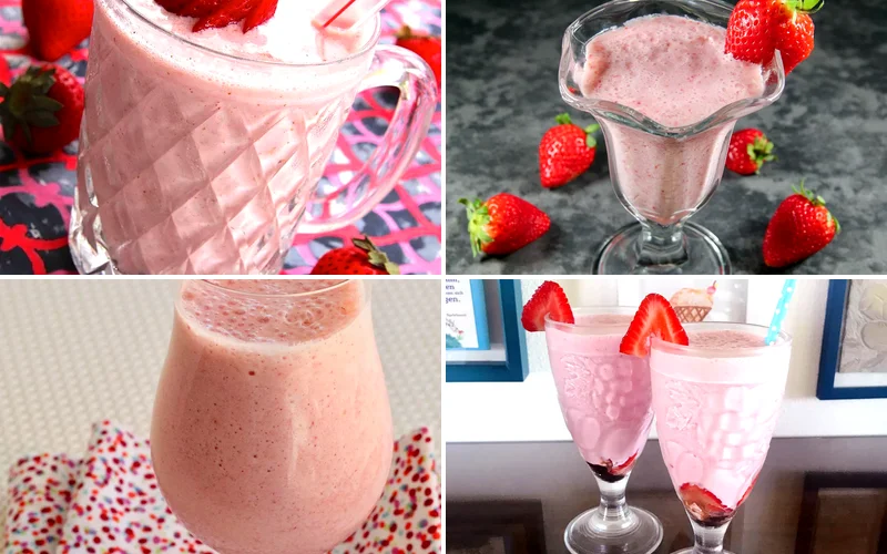 10 Homemade Strawberry Milkshake Recipes You'll Love strawberry milkshake recipes featured