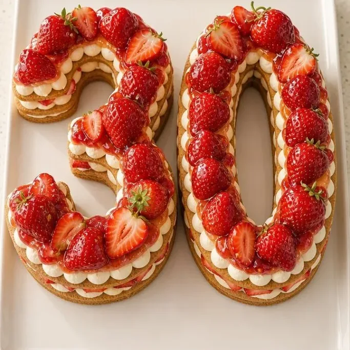 Strawberry Number Cake
