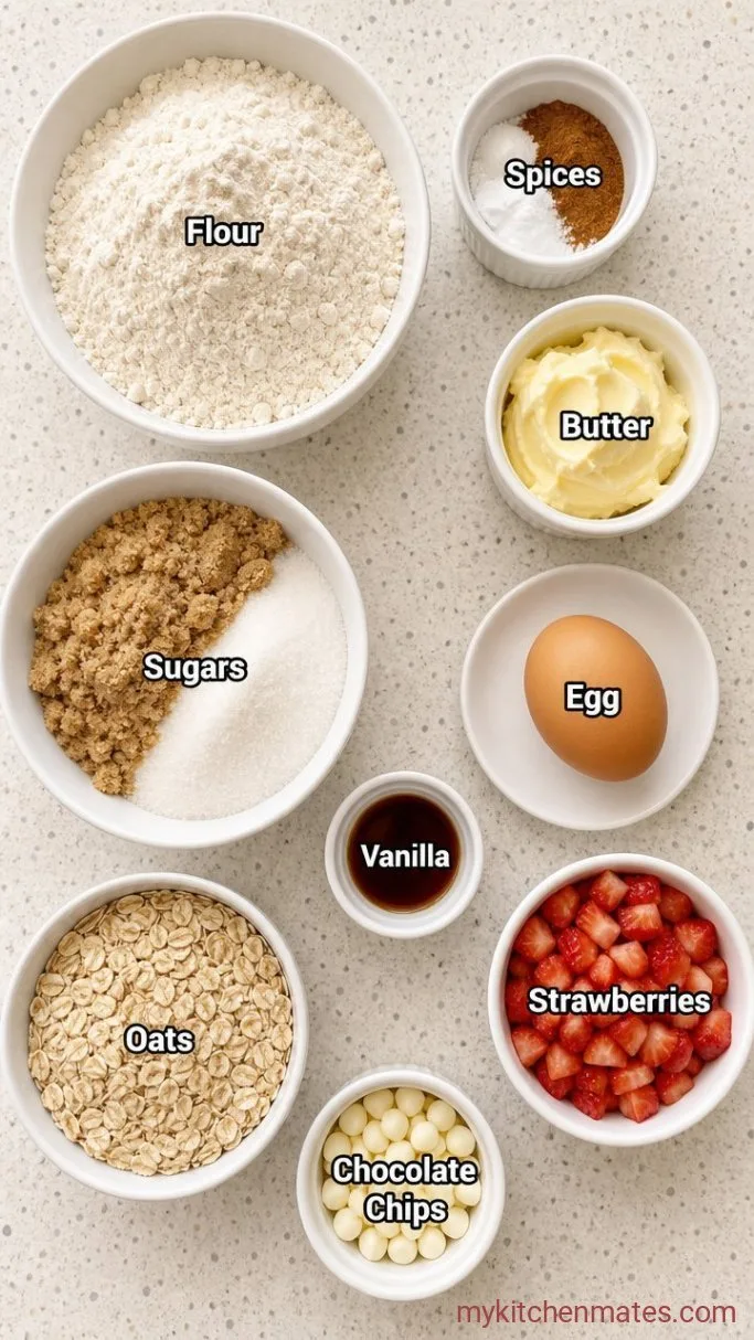 Chewy Strawberry Oatmeal Cookies Ingredients