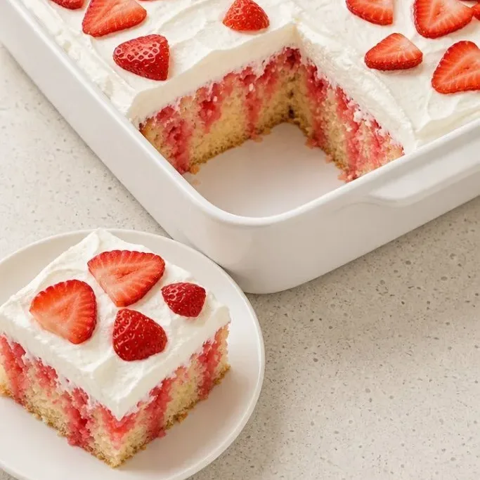 Strawberry Poke Cake With Condensed Milk