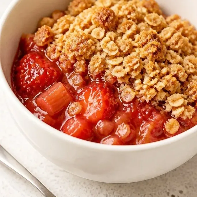 Strawberry Rhubarb Crisp with a Buttery Oat Topping Strawberry Rhubarb Crisp