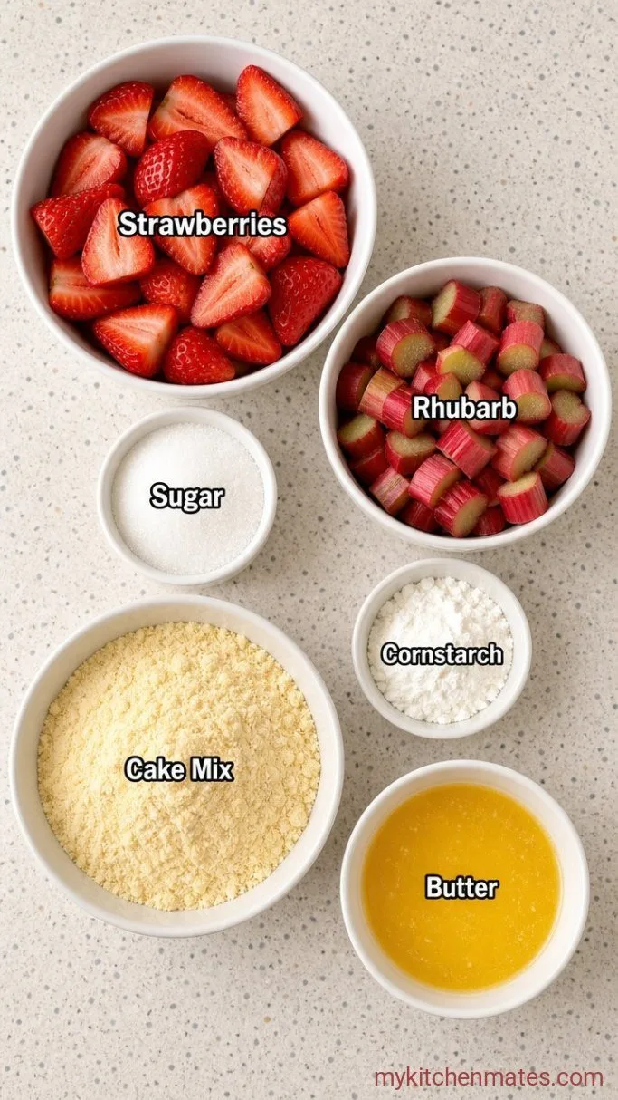 5-Ingredient Strawberry Rhubarb Dump Cake Ingredients