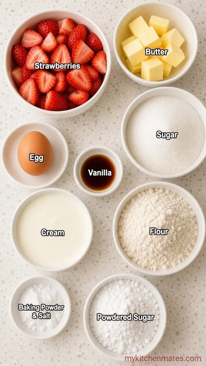 Soft Strawberry Shortcake Cookies with Vanilla Glaze Ingredients