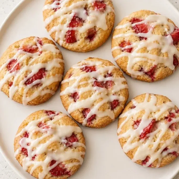 Soft Strawberry Shortcake Cookies with Vanilla Glaze Strawberry Shortcake Cookies
