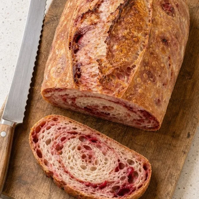 Strawberry Sourdough Bread with a Jammy Swirl Strawberry Sourdough Bread