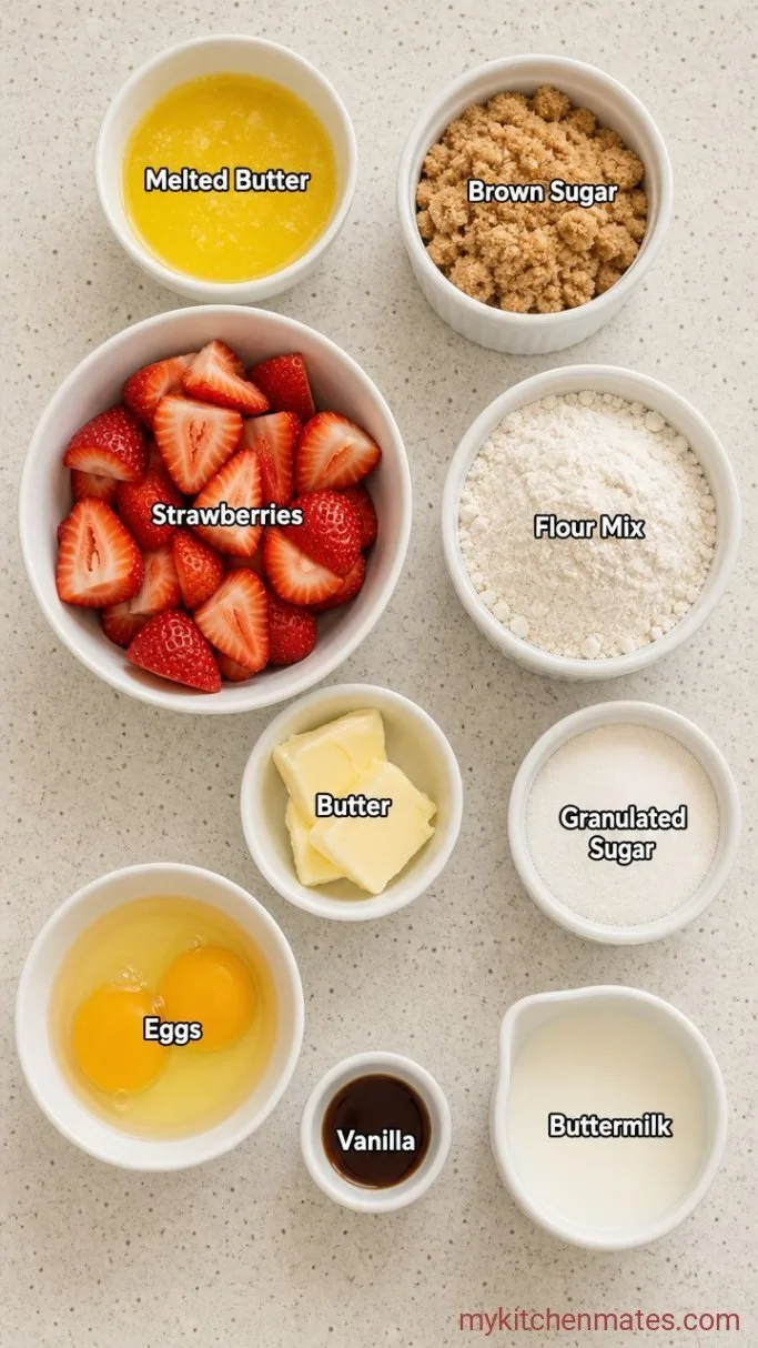 Strawberry Upside Down Cake with Caramelized Berries Ingredients