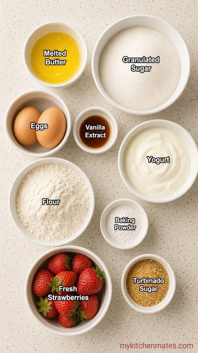 One-Bowl Strawberry Yogurt Cake Ingredients