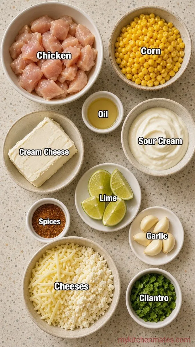 Creamy Street Corn Chicken Casserole Ingredients