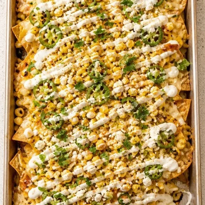 Crispy Street Corn Nachos with Lime Crema Street Corn Nachos