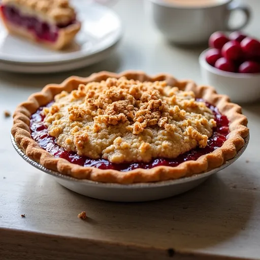 Streusel-Topped Tart Cherry and Cream Pie