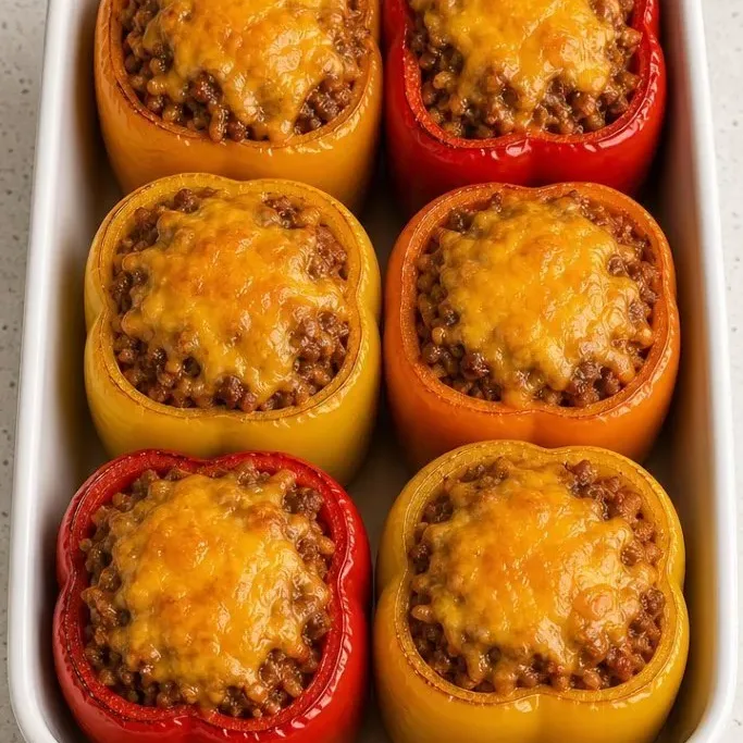 Stuffed Bell Peppers with Ground Beef