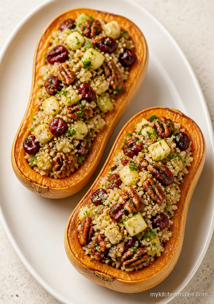 Stuffed Butternut Squash with Quinoa and Cranberries