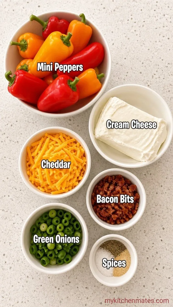 30-Minute Cheesy Bacon Stuffed Mini Peppers Ingredients
