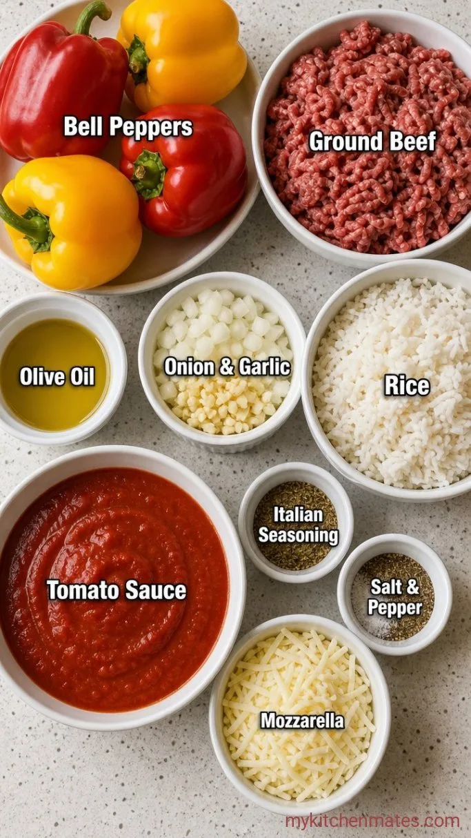Classic Stuffed Peppers with Rice and Beef Ingredients