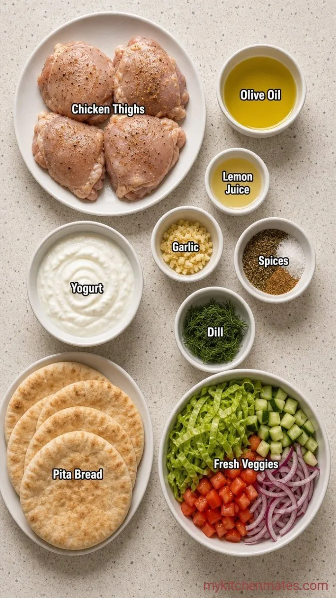 Garlicky Chicken Stuffed Pita Pockets Ingredients