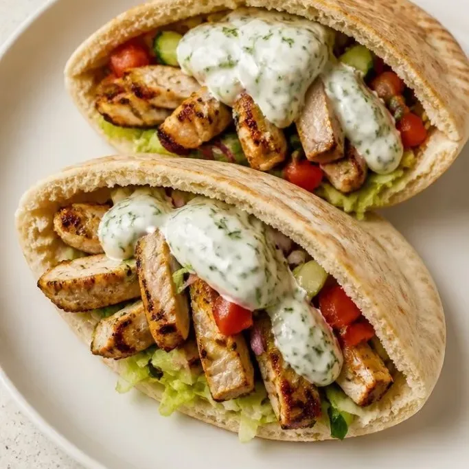 Garlicky Chicken Stuffed Pita Pockets Stuffed Pita Pockets