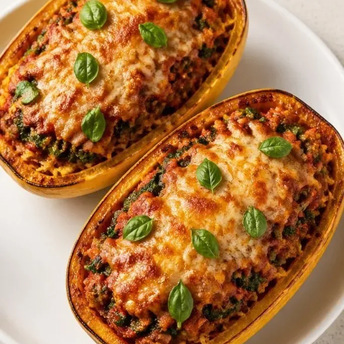 Cheesy Sausage and Spinach Stuffed Spaghetti Squash Stuffed Spaghetti Squash