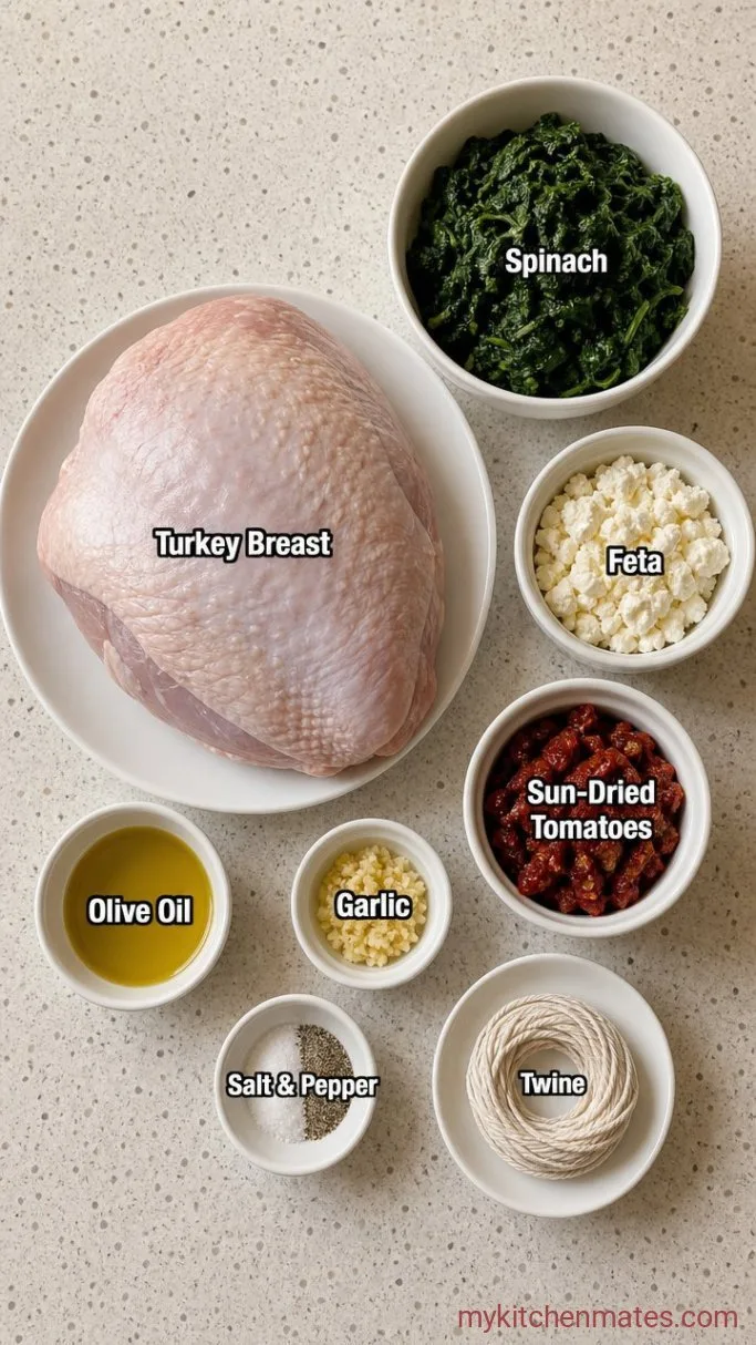 Juicy Stuffed Turkey Breast with Spinach and Feta Ingredients
